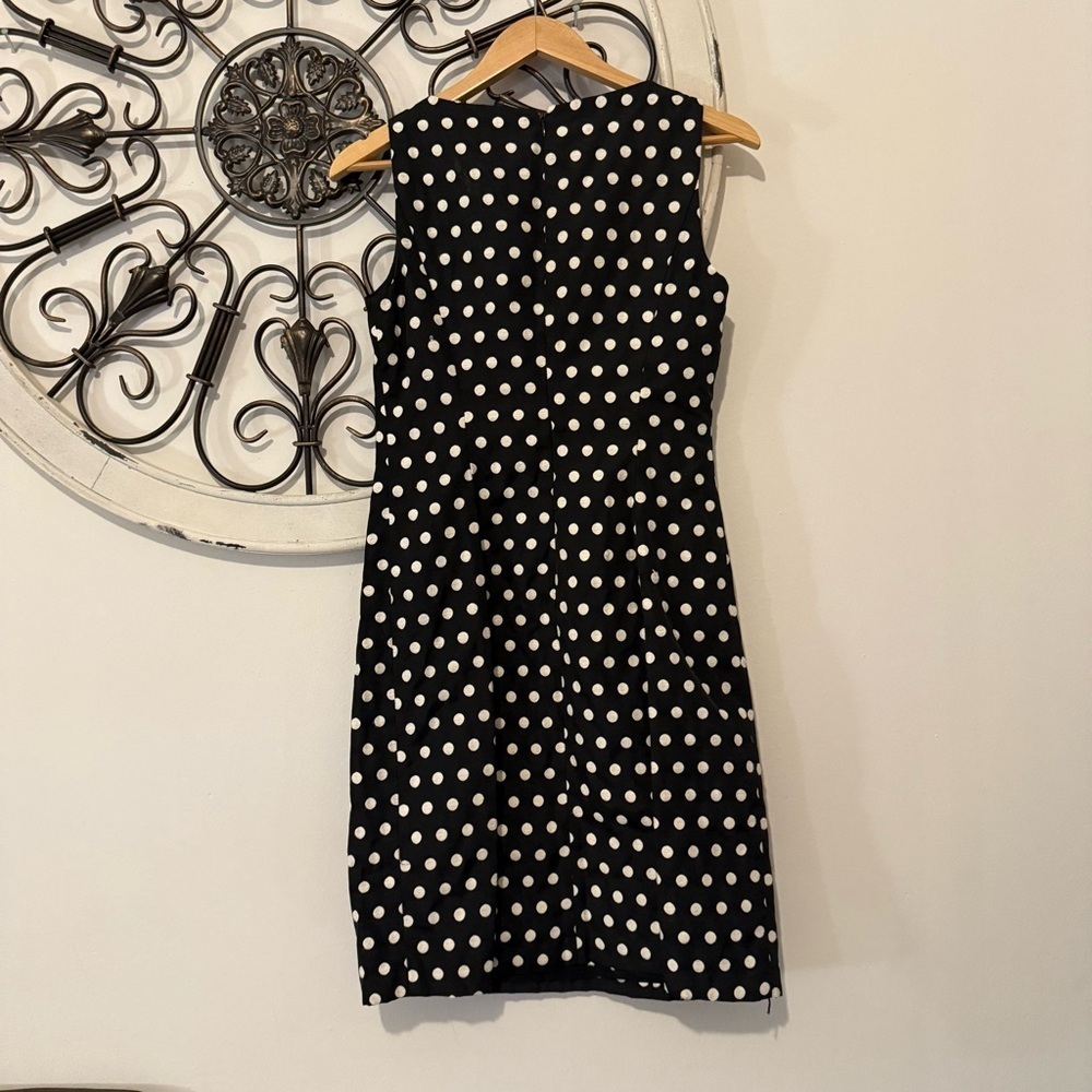 Lauren Ralph Lauren Black White Polka Dot Sleeveless Sheath Dress Size 6 Small - Picture 4 of 9